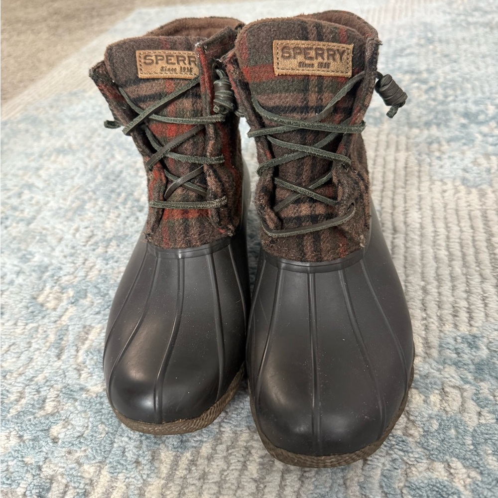 Sperry Brown and Red Duck Boots